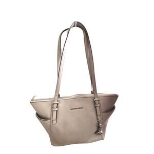 Michael Kors Jet Set Large Gray Saffiano Leather Tote Silver Trim 30F4STTT9L